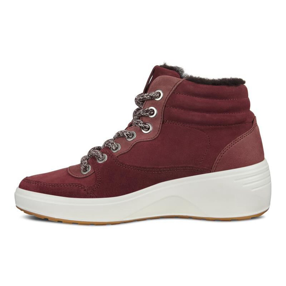 ECCO Womens Boots Burgundy - Soft 7 Wedge Tred - SFO-891604